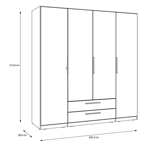 Szafa z lustrem i szufladami 200 cm Dąb Artisan
